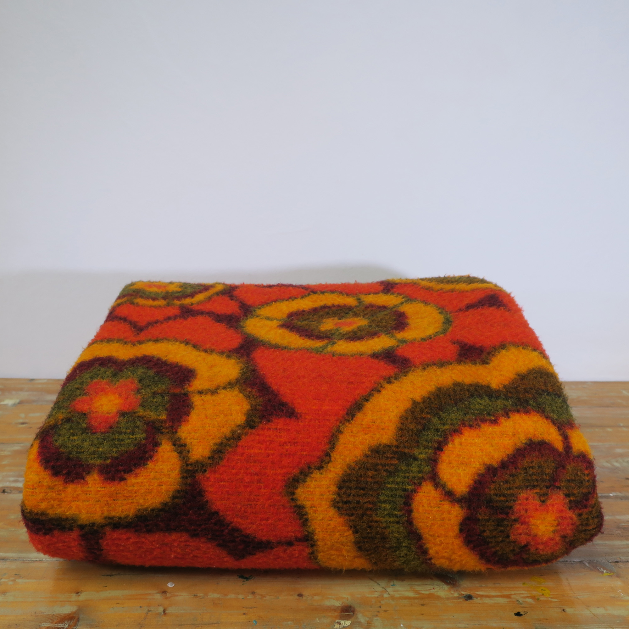 Stun Tentakel Graag gedaan Vintage retro deken jaren 70 in oranje en groene bloemen - Retroriek
