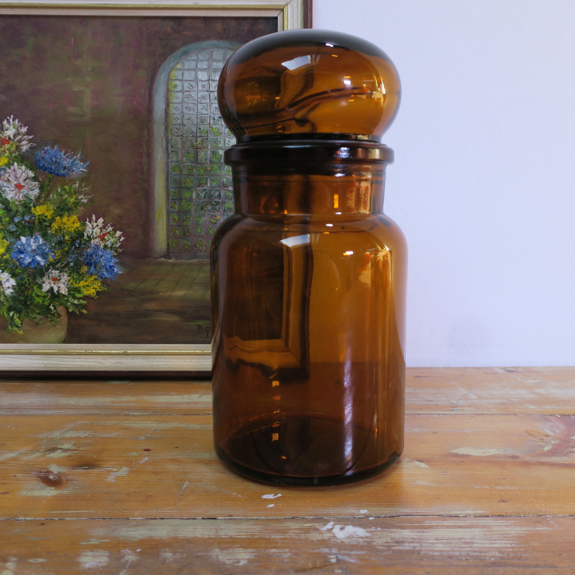 Vintage apothekerspot medium groot, van bruin glas Retroriek
