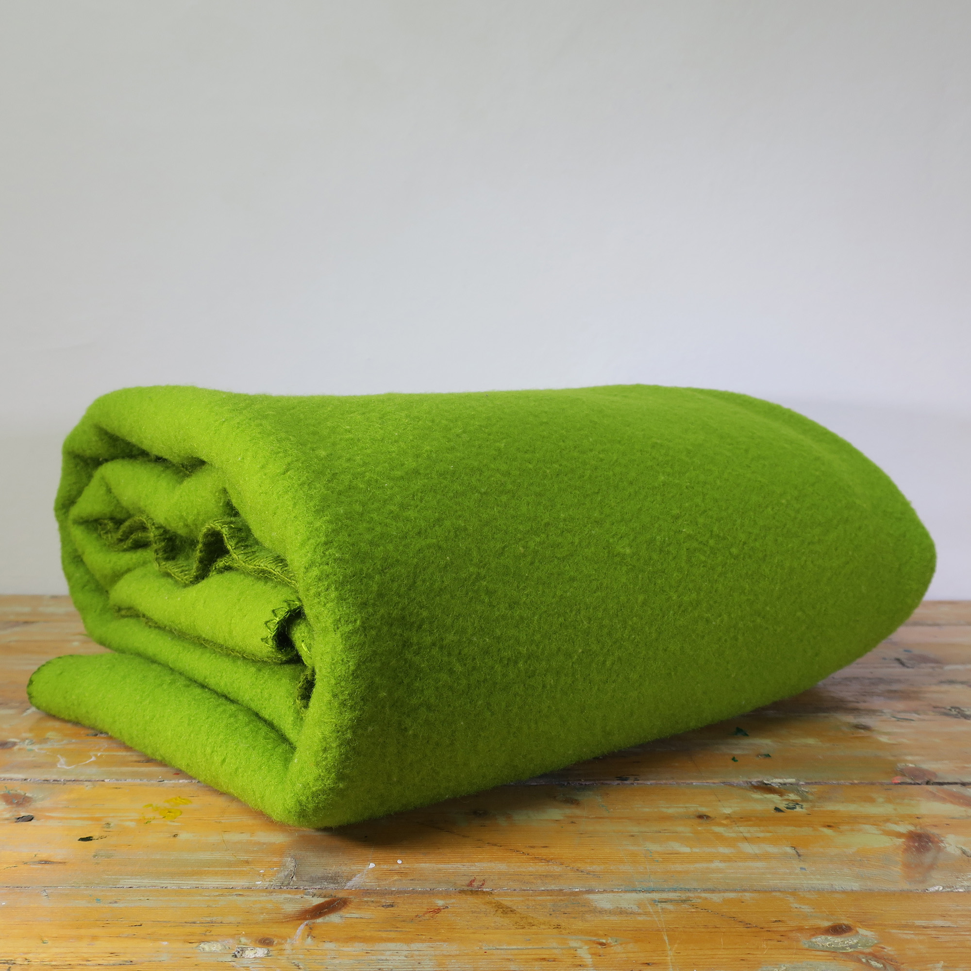 Vintage zuiver wollen deken of plaid Golden in groen groot formaat - Retroriek