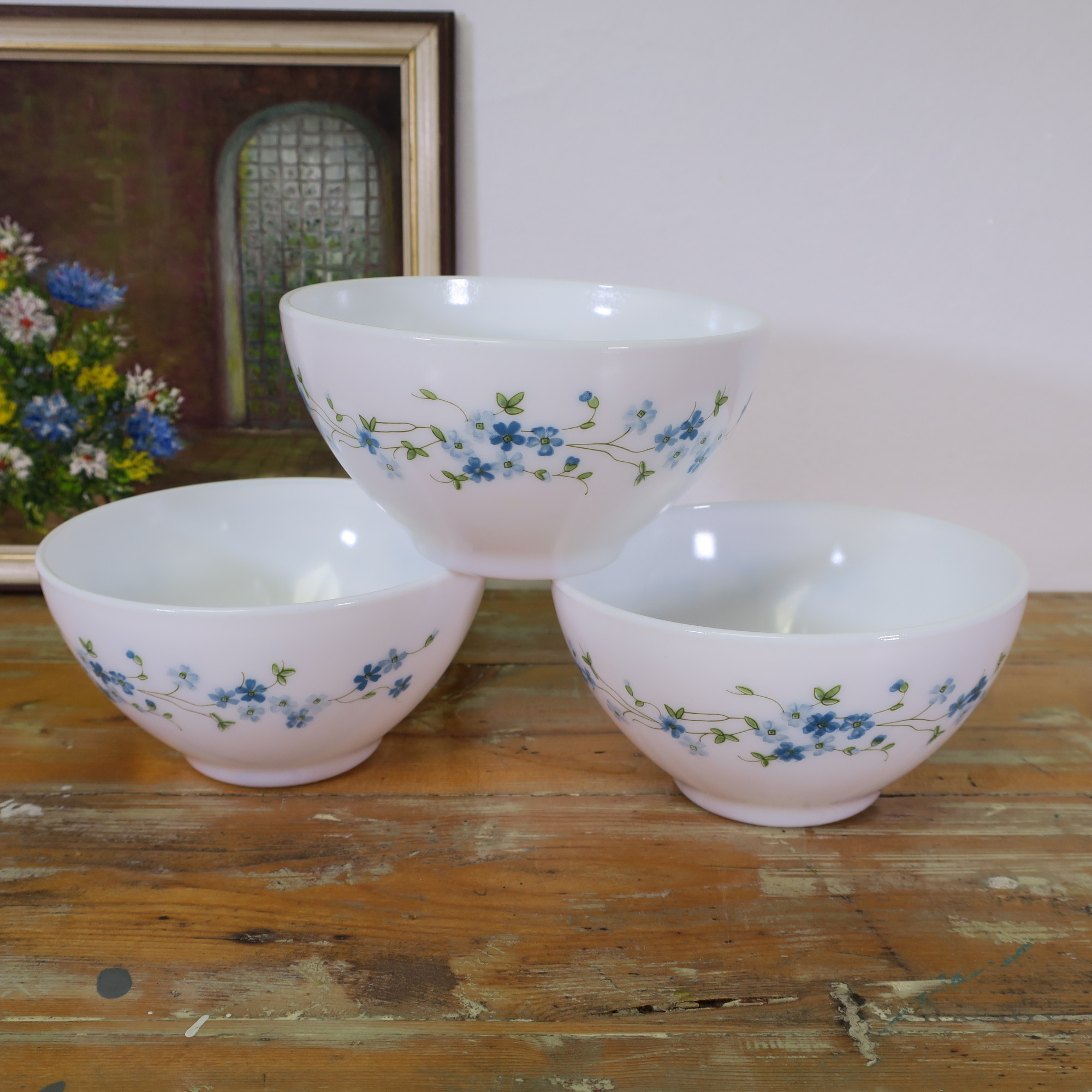Custard dishes, small bowl of white milk glass Arcopal France Veronica ...