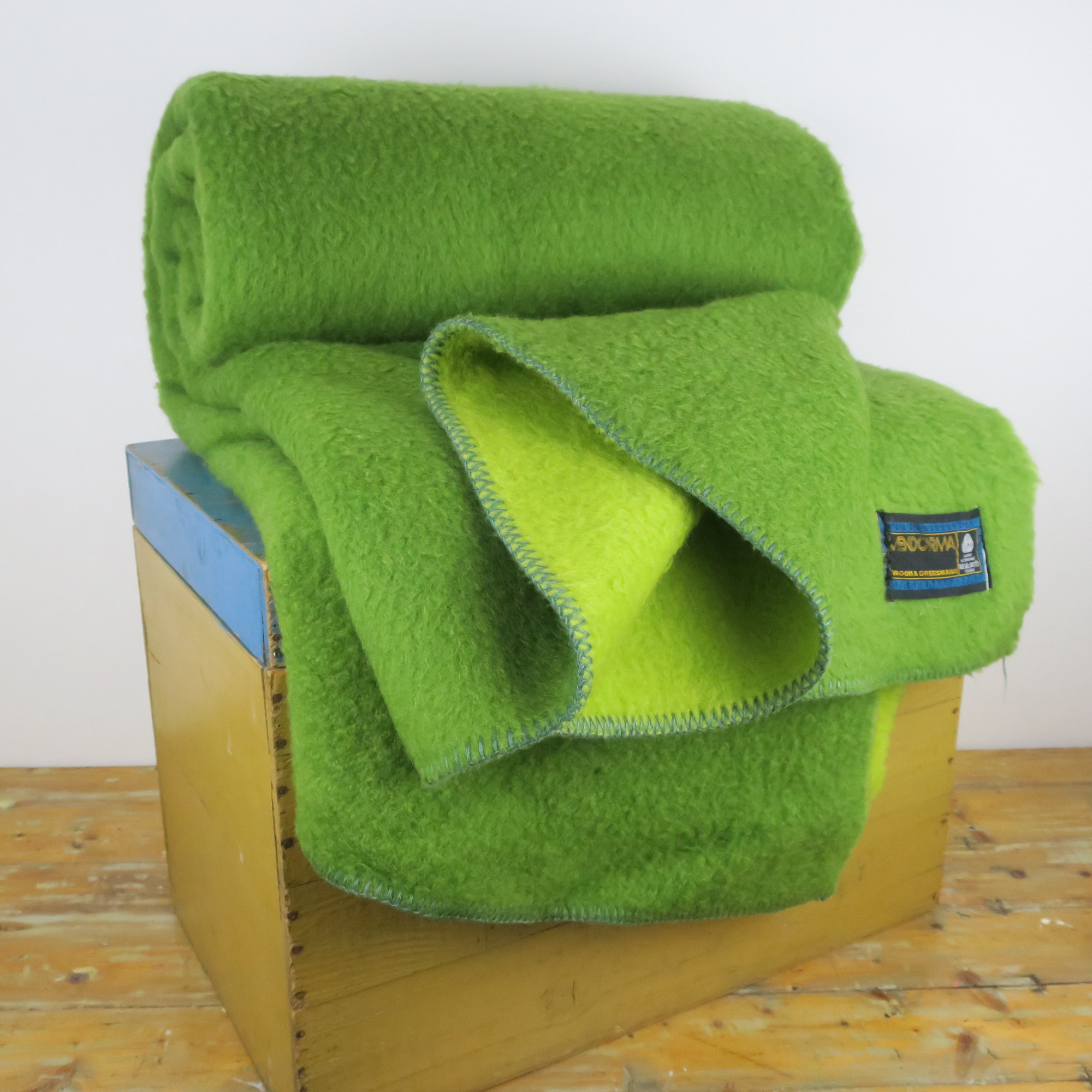 Zuiver XXL wollen grote deken Nederlands Vendorma groen, dubbelzijdig - Retroriek